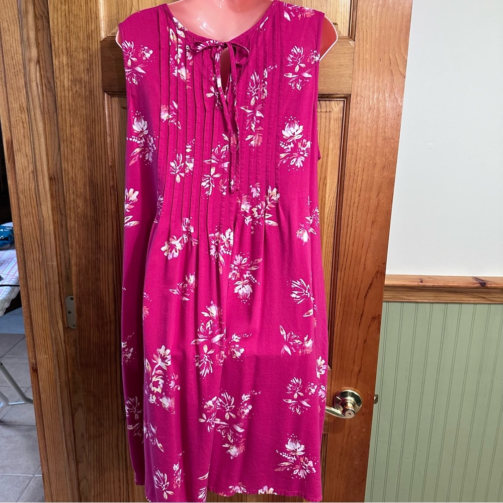 Pretty bright rose, pink sleeveless sundress with pleaded top, XL, with pockets - Picture 5 of 5